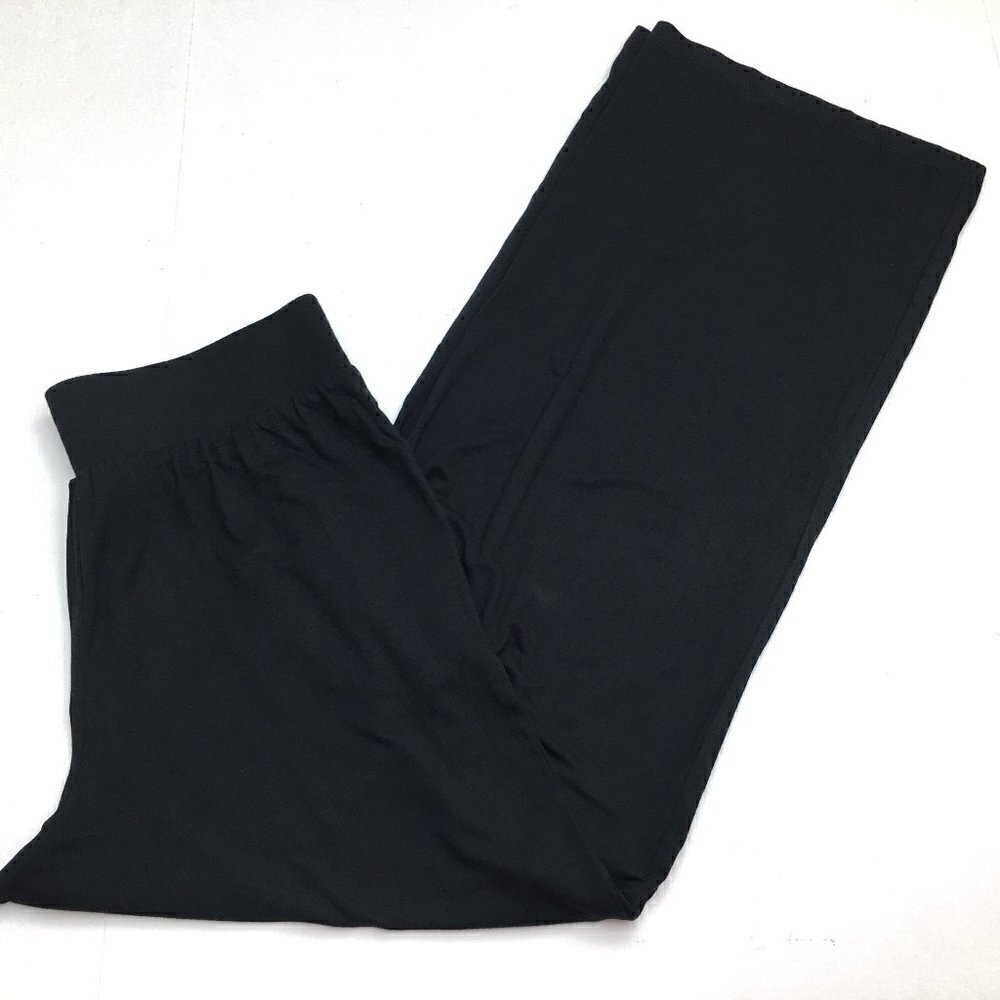 NEW Belle by Kim Gravel Black Wide Leg Pants Stretch Knit Lightweight Flowy XS
